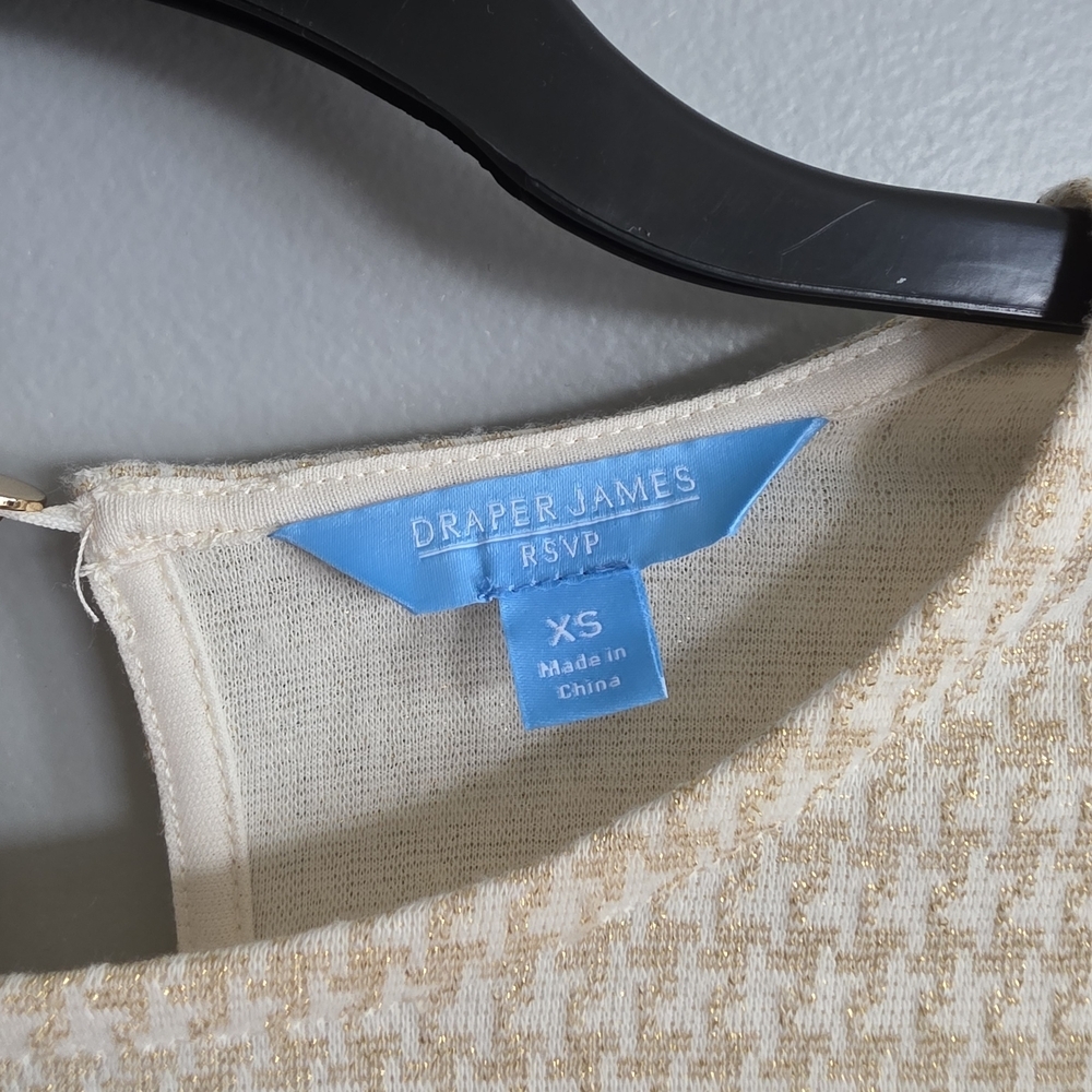 Draper James Gold Shimmer Metallic Holiday Event Dress Xs Extra Small - Picture 5 of 6